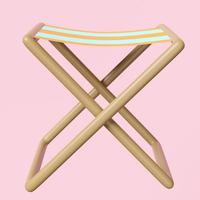 folding chair for camping or picnic isolated on pink background. 3d render illustration, clipping path photo