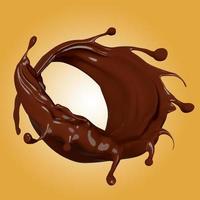 Splash de hidromasaje de ondulación de chocolate con leche 3d aislado sobre fondo marrón. Ilustración de renderizado 3d, incluye trazado de recorte foto