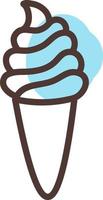 Blueberry ice cream in cone, illustration, vector on a white background.