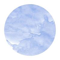 Blue hand drawn watercolor circular frame background texture with stains photo