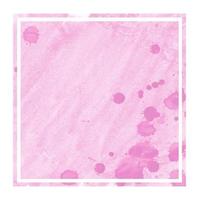 Pink hand drawn watercolor rectangular frame background texture with stains photo