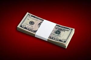 Bundle of US dollar bills isolated on white. Pack of american money with high resolution on perfect white background photo
