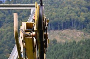 The cable car system on the background of Mount Makovitsa, one of the Carpathian Mountains photo