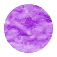 Purple hand drawn watercolor circular frame background texture with stains photo