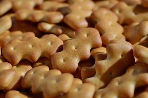 Macro photography of a many yellow salted cracker photo