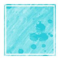 Light blue hand drawn watercolor rectangular frame background texture with stains photo