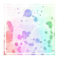 Multicolored hand drawn watercolor rectangular frame background texture with stains photo
