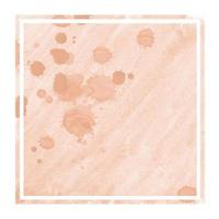 Orange hand drawn watercolor rectangular frame background texture with stains photo