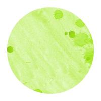 Light green hand drawn watercolor circular frame background texture with stains photo