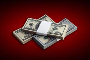 Bundle of US dollar bills isolated on white. Pack of american money with high resolution on perfect white background photo