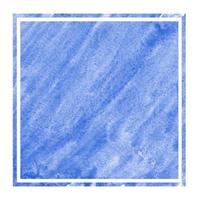 Blue hand drawn watercolor rectangular frame background texture with stains photo