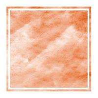 Orange hand drawn watercolor rectangular frame background texture with stains photo