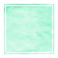 Turquoise hand drawn watercolor rectangular frame background texture with stains photo