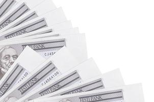 2 Estonian kroon bills lies isolated on white background with copy space stacked in fan close up photo