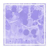 Violet hand drawn watercolor rectangular frame background texture with stains photo