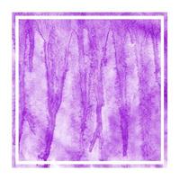 Purple hand drawn watercolor rectangular frame background texture with stains photo