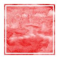 Red hand drawn watercolor rectangular frame background texture with stains photo