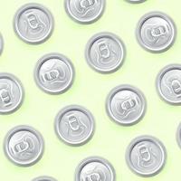 Many metallic beer cans on texture background of fashion pastel lime color paper photo