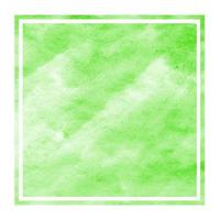 Green hand drawn watercolor rectangular frame background texture with stains photo