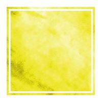 Yellow hand drawn watercolor rectangular frame background texture with stains photo