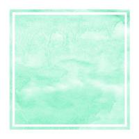 Turquoise hand drawn watercolor rectangular frame background texture with stains photo