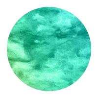 Turquoise hand drawn watercolor circular frame background texture with stains photo