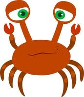 Sad crab, illustration, vector on white background.