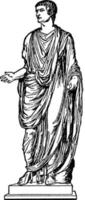 emperador tiberio vistiendo una toga, ilustración vintage vector