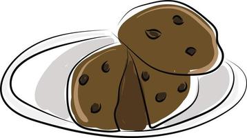 Chocolate cookie, illustration, vector on white background.