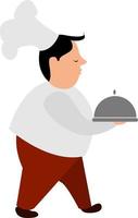 Fat cook, illustration, vector on white background.