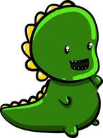 Green dinosaur, illustration, vector on white background