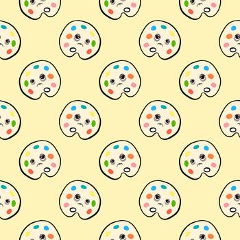 paleta de colores cansada, patrón sin costuras sobre fondo amarillo claro. vector