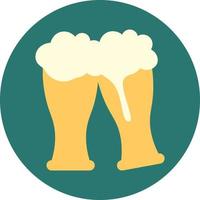 Two tall glasses of beer, illustration, vector on a white background.