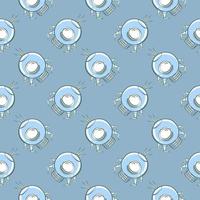 Alien in space , seamless pattern on a blue background. vector