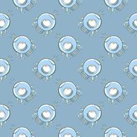 Alien in space , seamless pattern on a blue background. vector