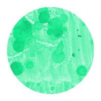 Turquoise hand drawn watercolor circular frame background texture with stains photo