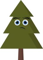 Sad Christmas tree, illustration, vector on white background.