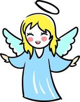 Happy angel with wings, illustration, vector on white background