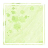 Light green hand drawn watercolor rectangular frame background texture with stains photo