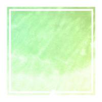 Green hand drawn watercolor rectangular frame background texture with stains photo