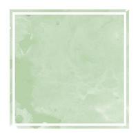 Dark green hand drawn watercolor rectangular frame background texture with stains photo