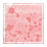 Red hand drawn watercolor rectangular frame background texture with stains photo