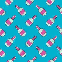 Nail polish bottles,seamless pattern on blue background. vector