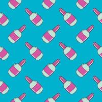 Nail polish bottles,seamless pattern on blue background. vector