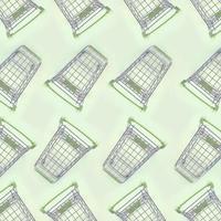 Pattern of many small shopping carts on a lime background photo