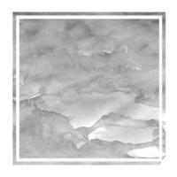 Monochrome hand drawn watercolor rectangular frame background texture with stains photo
