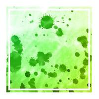 Green hand drawn watercolor rectangular frame background texture with stains photo