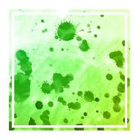 Green hand drawn watercolor rectangular frame background texture with stains photo