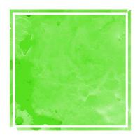 Green hand drawn watercolor rectangular frame background texture with stains photo