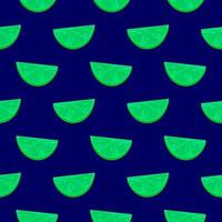 Cute green limes slices,seamless pattern on dark blue background. vector